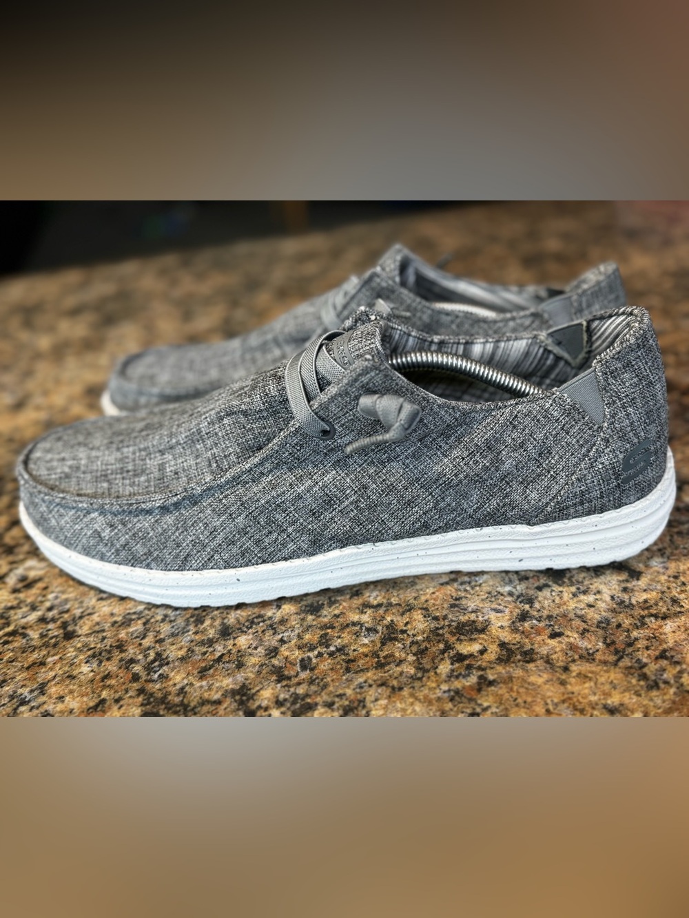 Skechers Men’s Melson-Chad Canvas Shoes mens size 13 Gray Slip On Loafers